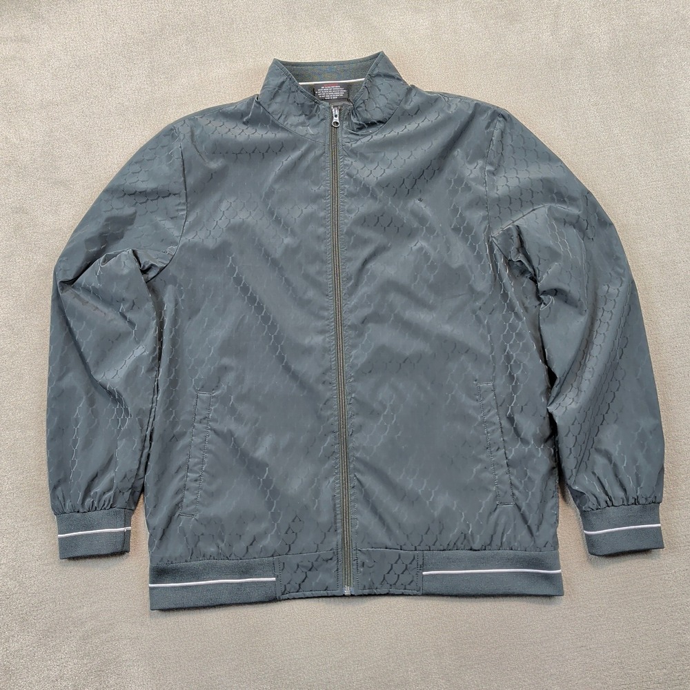 Fort Collins Textured Bomber Jacket Men XL Gray Geometric Full Zip Lightweight